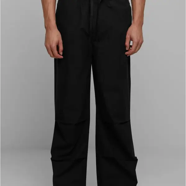 Men's wide poplin trousers - black