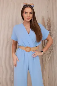 Włoski Overal s ozdobným opaskom v páse modrá