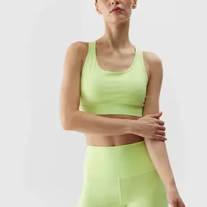 Women's Sports Bra with Low Support Made of 4F Recycled Materials - Lime