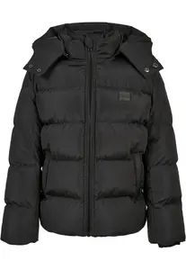 Puffer Boys' Jacket with Hood Black