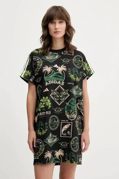 Šaty adidas x Farm Rio černá barva, mini, oversize, JL7004
