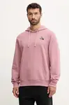 Bavlněná mikina The North Face Flowe Dome pánská, růžová barva, s kapucí, s potiskem, NF0A8EGZHCS1