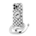 Zadní kryt Karl Lagerfeld IML Monogram Crossbody K&CH Heads MagSafe pro Apple iPhone 16 Pro, transparentní