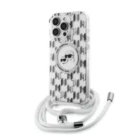 Zadní kryt Karl Lagerfeld IML Monogram Crossbody K&CH Heads MagSafe pro Apple iPhone 16 Pro, transparentní