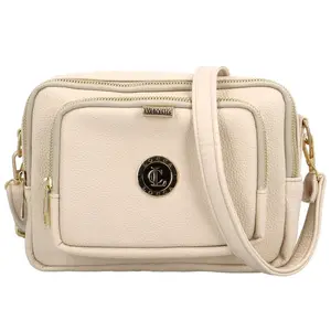 Stylová dámská koženková crossbody kabelka Taiga, krémová