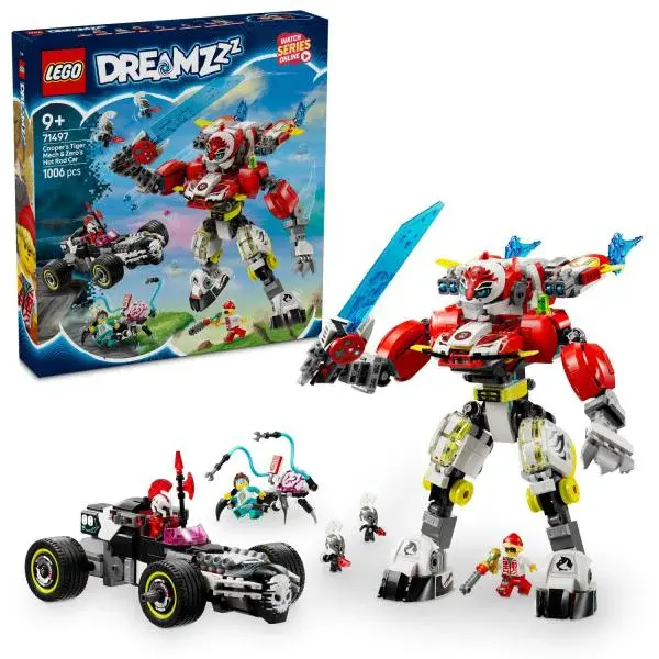 LEGO® DREAMZzz™ 71497 Cooperov tigrí robot a Zerov hot rod