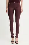 Kalhoty Morgan PALONA dámské, vínová barva, přiléhavé, medium waist, PALONA