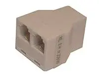 Redukce telefonní zdířka/ 2xzdířka 6p-4c