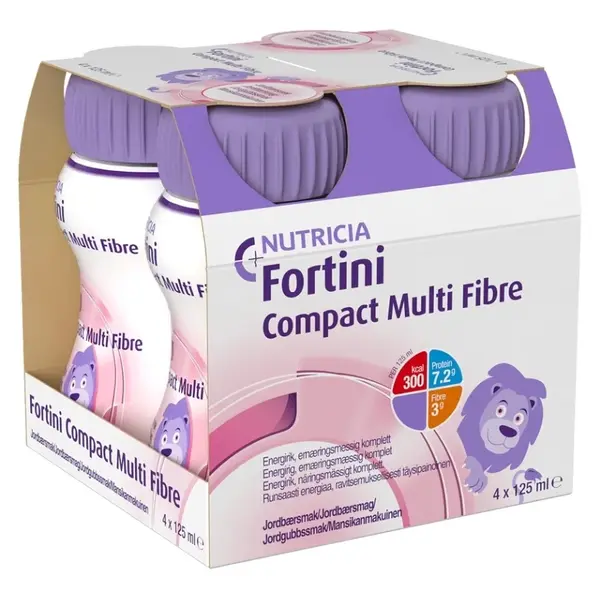 FORTINI Compact multi fibre s příchutí jahodovou 4 x 125 ml