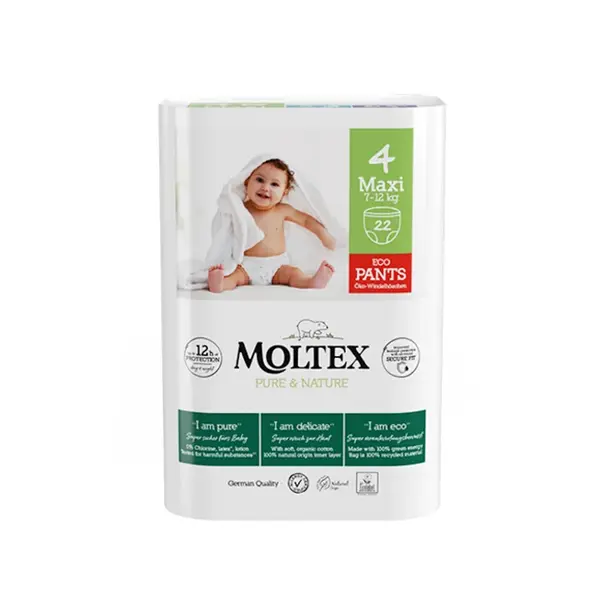 MOLTEX Pure & Nature Maxi Natahovací plenkové kalhotky 7-12 kg 22 kusů