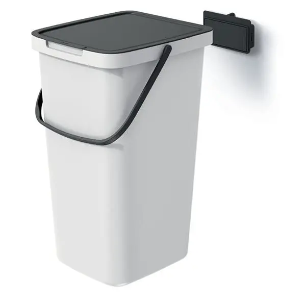 Koš odpadkový SYSTEMA Q COLLECT popelavý s černým víkem 25l