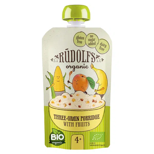 RUDOLFS Bio kapsička obilná 3zrnná kaše s ovocem  4m+ 110 g