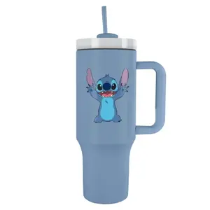 Lilo a Stitch cestovní hrnek s brčkem modrý