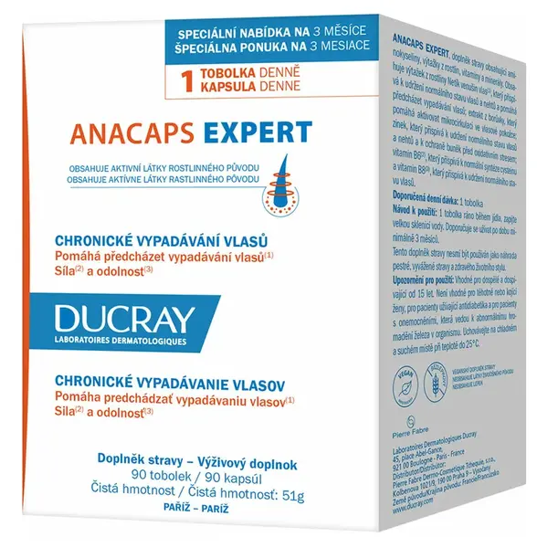 DUCRAY Anacaps Expert-chronické vypadávání vlasů 90 kusů