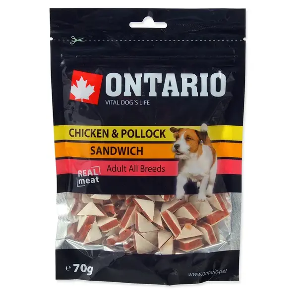 ONTARIO Pochoutka kuřecí sendvič s treskou 70 g