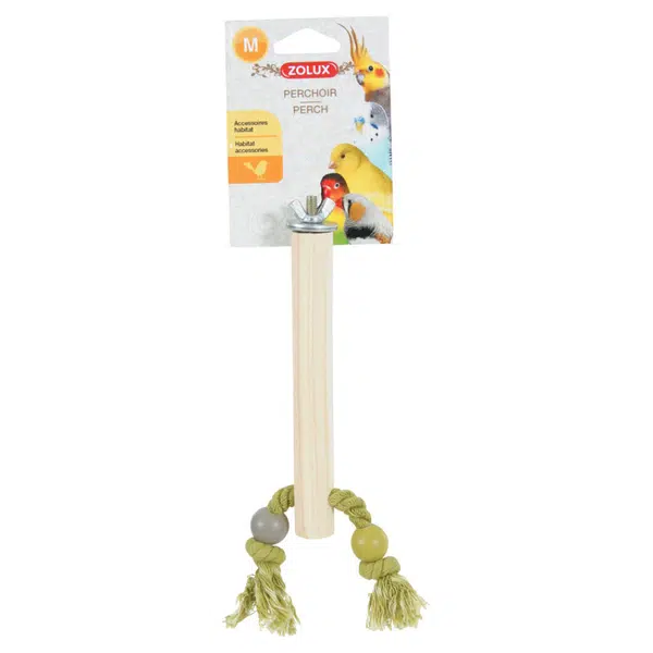 ZOLUX Bidlo pro ptáky dřevěné s lanem M 17 cm