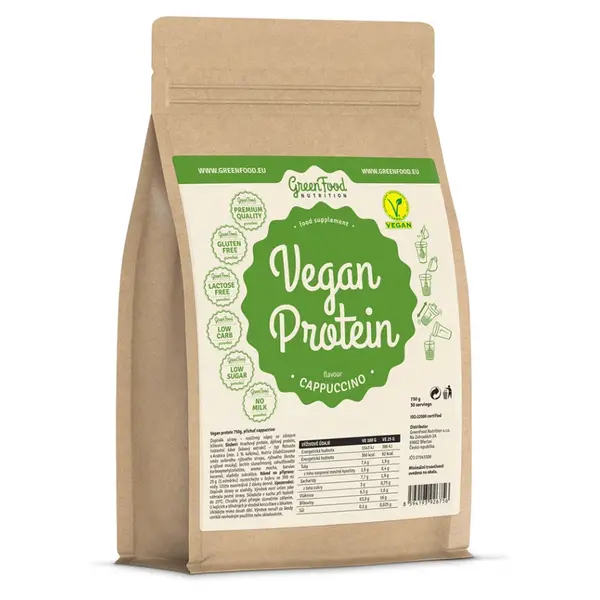 GREENFOOD NUTRITION Low sugar vegan protein cappuccino 750 g