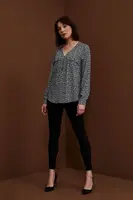 Viscose shirt with a V-neck and decorative zipper