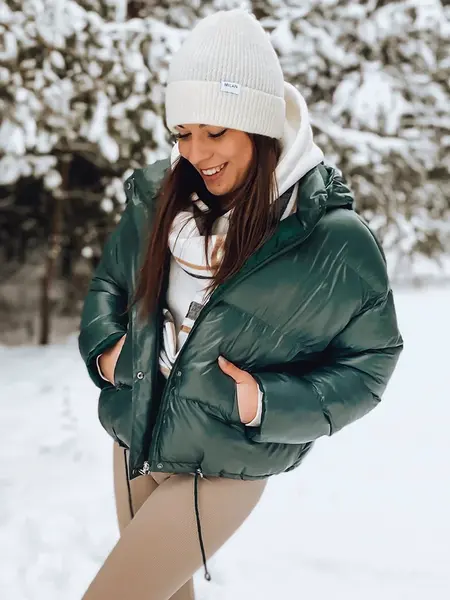 Zelená dámská prošívaná zimní bunda s kapucí Dstreet