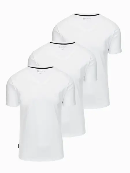 Ombre Set of shirts with V neckline and elastane and subtle logo 3-pack