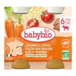 BABYBIO Zelenina s cestovinami na bolonský spôsob s hovädzím (2x 200 g)