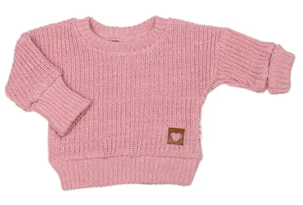 Rastúci oversize pletený svetrík pre bábätko, staroružová, 80/86