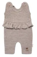 Pletené láclové nohavice Girl s volánikom, béžové, veľ. 74