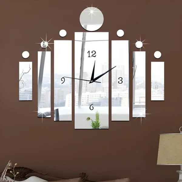 Nástenné nalepovacie hodiny Panel-Strieborná H23946