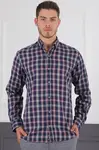 G718 DERBERRY MEN'S SHIRT-LACİVERT- BURGUNDY