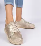 Gemre Zlaté dámske espadrilky zdobené brokátom Taredo
