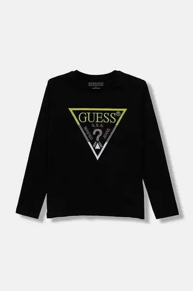 Dětské bavlněné tričko s dlouhým rukávem Guess