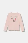 Dětské tričko s dlouhým rukávem Guess růžová barva, J5YI01 K6YW4