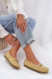 S. BARSKI Ploché Kožené Mokasíny S Ozdobou S.Barski