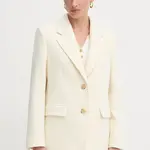 Vlněné sako BOSS béžová barva, oversize, 50543726