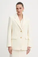 Vlněné sako BOSS béžová barva, oversize, 50543726
