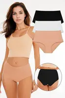 09653 Dewberry Womens High Waist Laser Cut 3 Piece Panties-MULTICOLOR