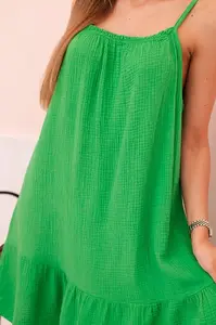 Kesi Włoski Dámské mušelínové šaty s ramínky a volánem zelený