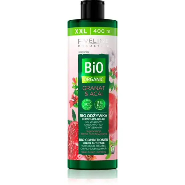 Eveline Cosmetics Bio Organic Granat & Acai regeneračný kondicionér pre farbené a melírované vlasy 400 ml