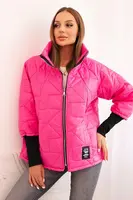 Kesi Włoski Dámska prešívaná bunda s krátkym strihom a golierom ružová