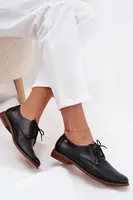 Dámske kožené elegantné šnurovacie topánky Zazoo 4238 Čierne