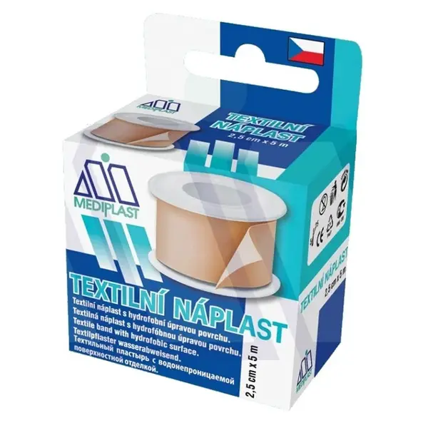 Náplasť Mediplast 2.5 cmx5 m tkaná cievková