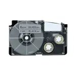 Kompatibilní páska s Casio XR-6SR1 6mm x 8m černý tisk / stříbrný podklad