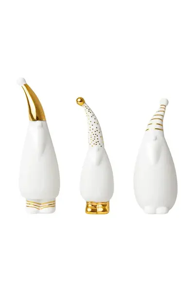 Dekorativní vánoční figurka Raeder Santa Gold 2 x 2,5 x 11 cm 3-pack bílá barva