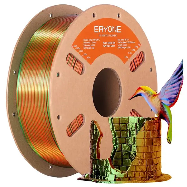 ERYONE High Speed Silk Tri-color PLA Filament 1kg Orange & Blue & Green
