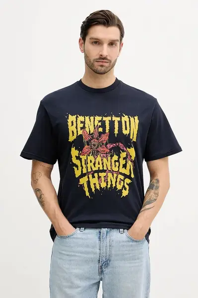 Bavlněné tričko United Colors of Benetton x Stranger Things