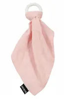 Minene Minene Silikonové kousátko s mušelinovým přítulníčkem - růžové