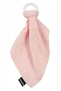 Minene Minene Silikonové kousátko s mušelinovým přítulníčkem - růžové