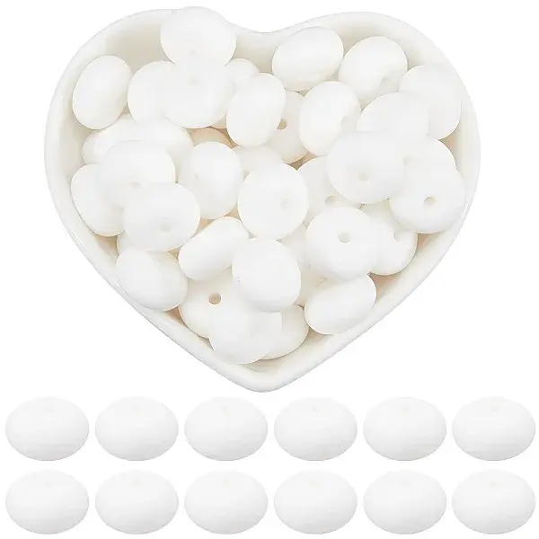 100Pcs Rondelle Silicone Focal Beads