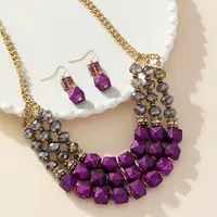 Bohemian Style Alloy & Acrylic & Glass Necklaces & Dangle Earrings Sets
