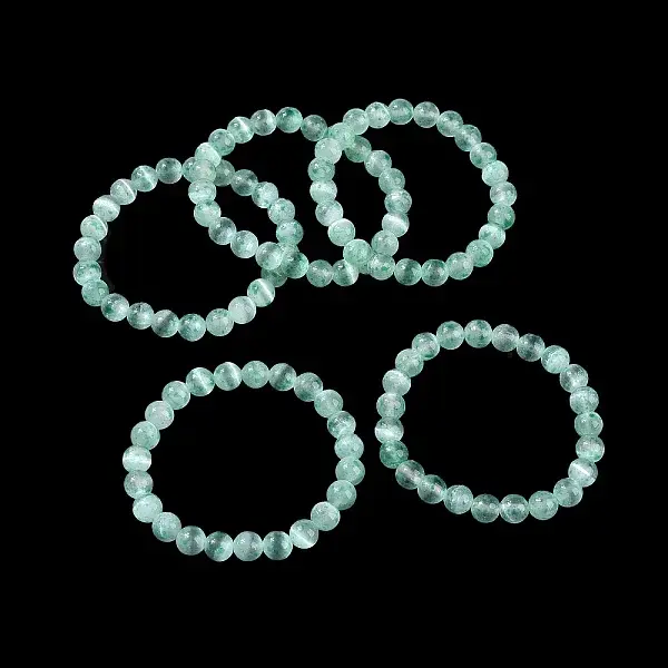 Dyed Natural Selenite Round Beaded Stretch Bracelet for Women